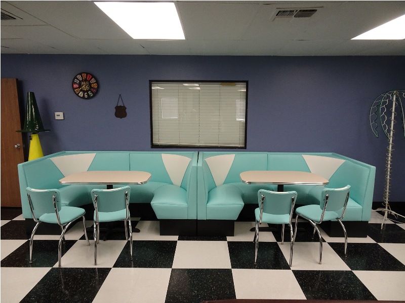 HongKong Kaufmann diner, 1950s American retro diner U shape booth seating and table, retro diner chairs set gallery